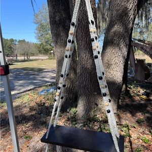 Handcrafted Black and Cream Hanging Shelf